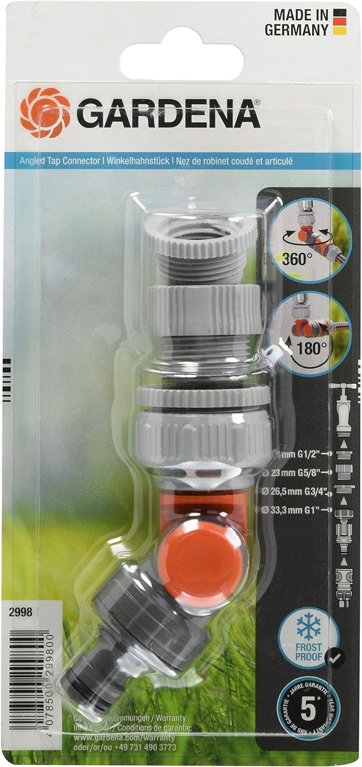 Gardena Angled Rotating Swivel Garden Tap Connector Adaptor 1" / 3/4" inch BSP
