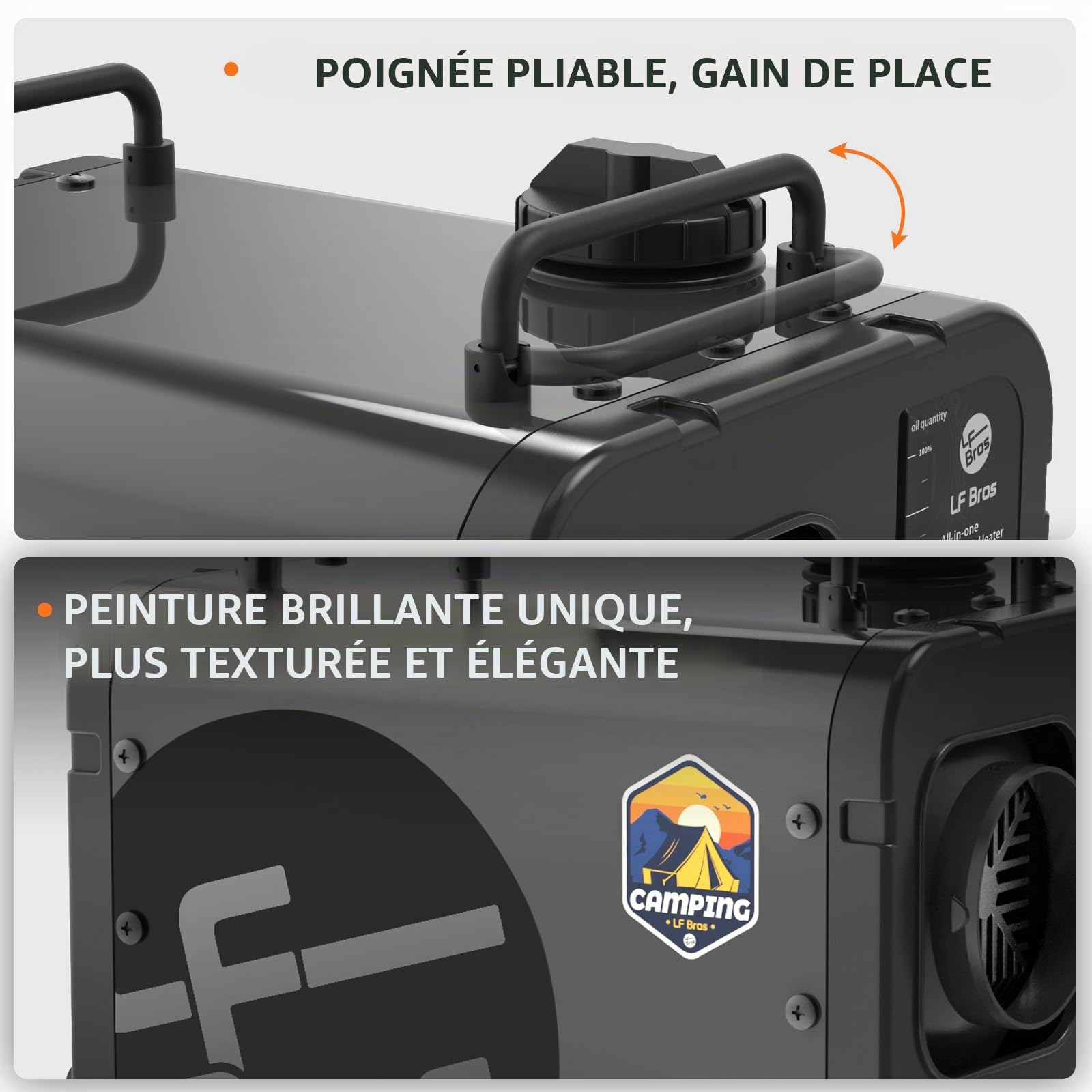 LF Bros Réchauffeur D'air Diesel 5KW, Version Plateau 12V/220V Chauffage Diesel de Stationnement, Chauffage Portable avec Minuterie Interrupteur LCD pour Camping, Tente, Bateau (Noir)