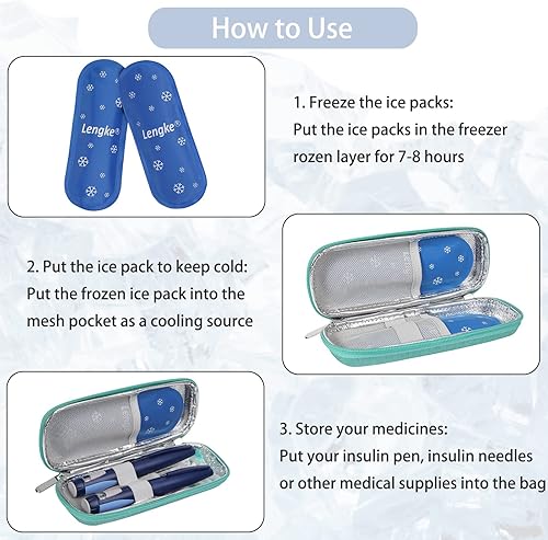 Miniatura 2 de BOMKEE Estuche de viaje enfriador de insulina, estuche de transporte para bolígrafo de insulina diabética, organizador portátil de bolsa de