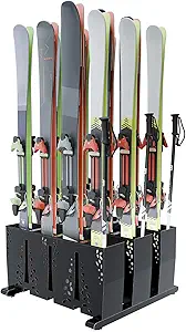 TOCRETOARE Freestanding Steel Ski Storage Rack (4-Pair)