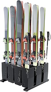 Ski Storage Rack for Garage, 12 Pair Heavy Duty Steel Freestanding Ski Storage Organizer, Indoor Ski Holder Racks for Home and Garage Storage