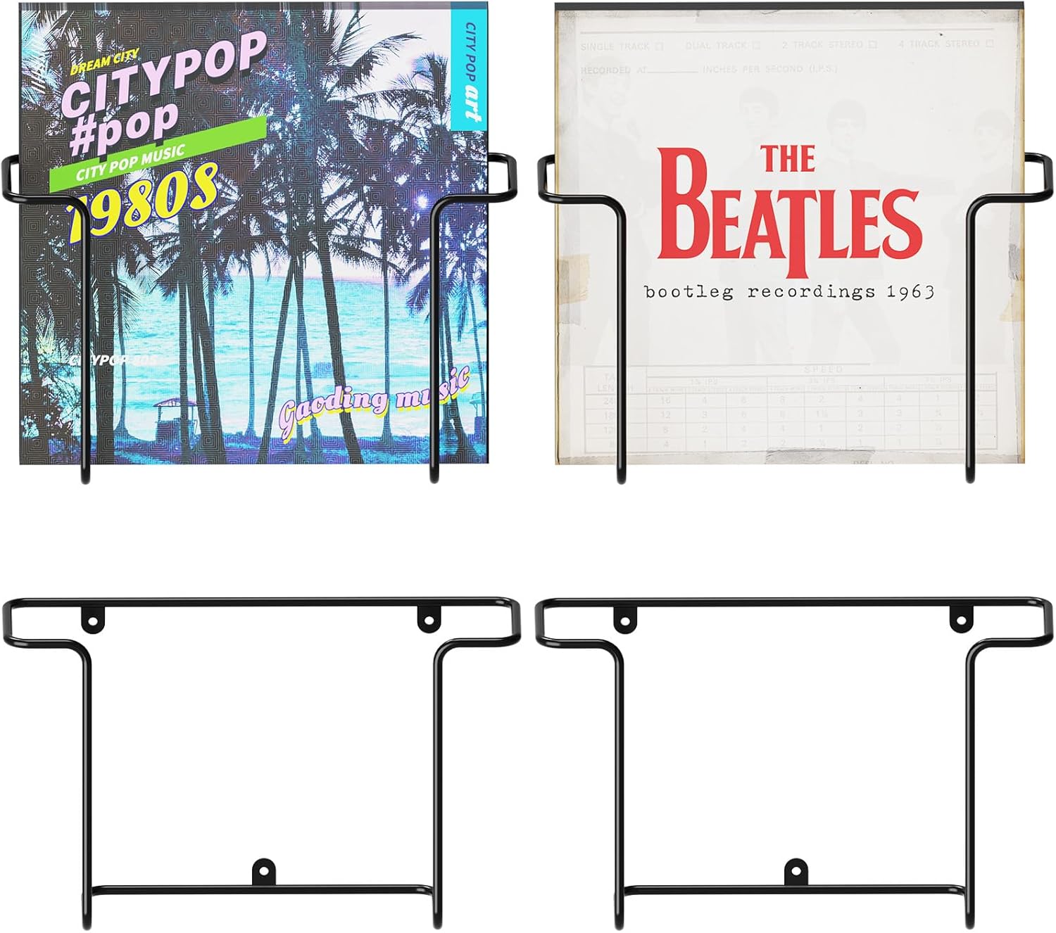 4 Packs Vinyl Wall Mount Holder,Vinyl Record Wall Mount Shelves for Vinyl Display,Metal Floating Record Wall Display Shelves for Frame Album