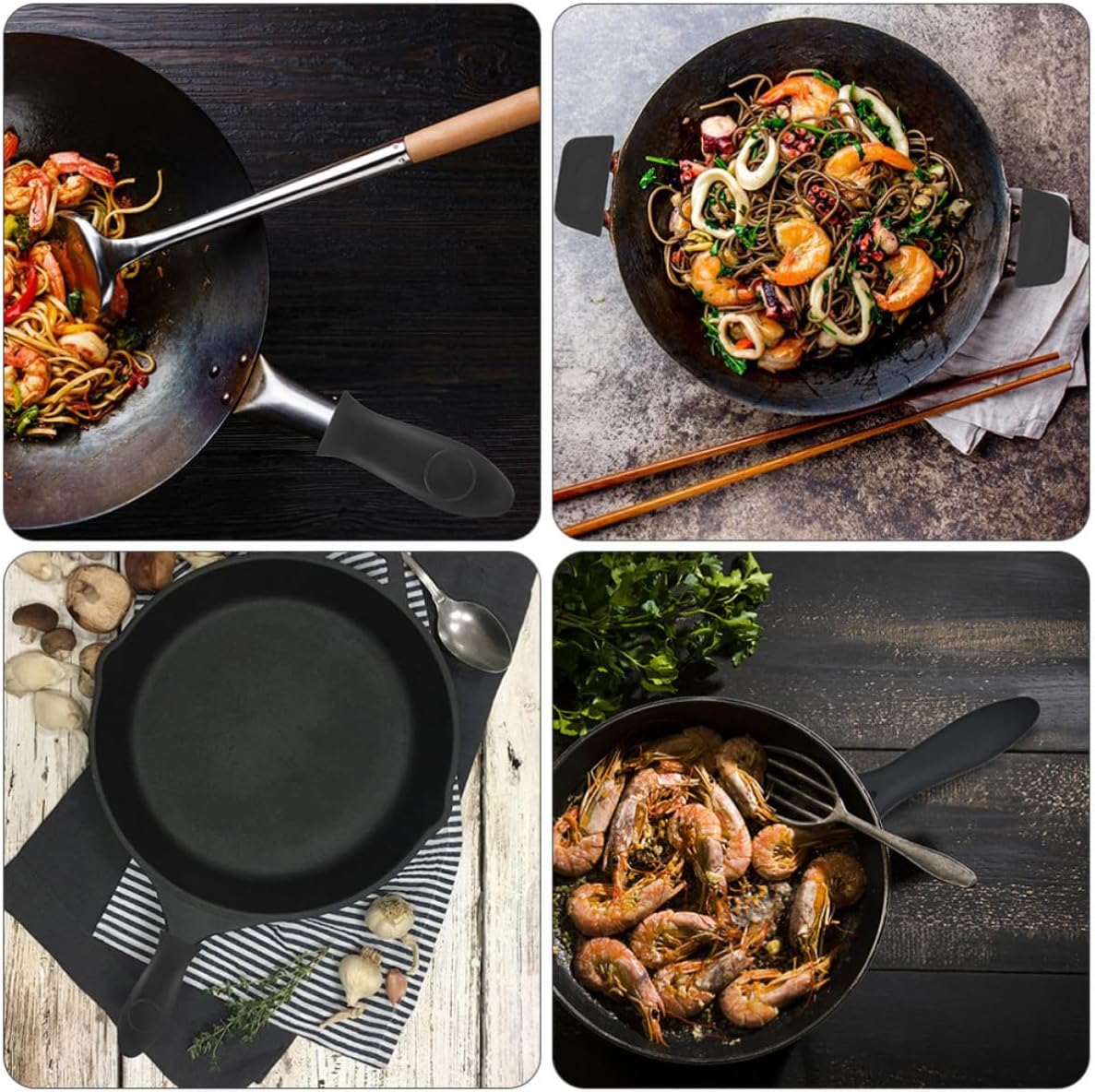 VALICLUD Silicone Pot Handle Covers Set Pot Grip Sleeves Heat Resistant 3pcs Anti-scalding for Protecting Hands from Burns Kitchen Cooking