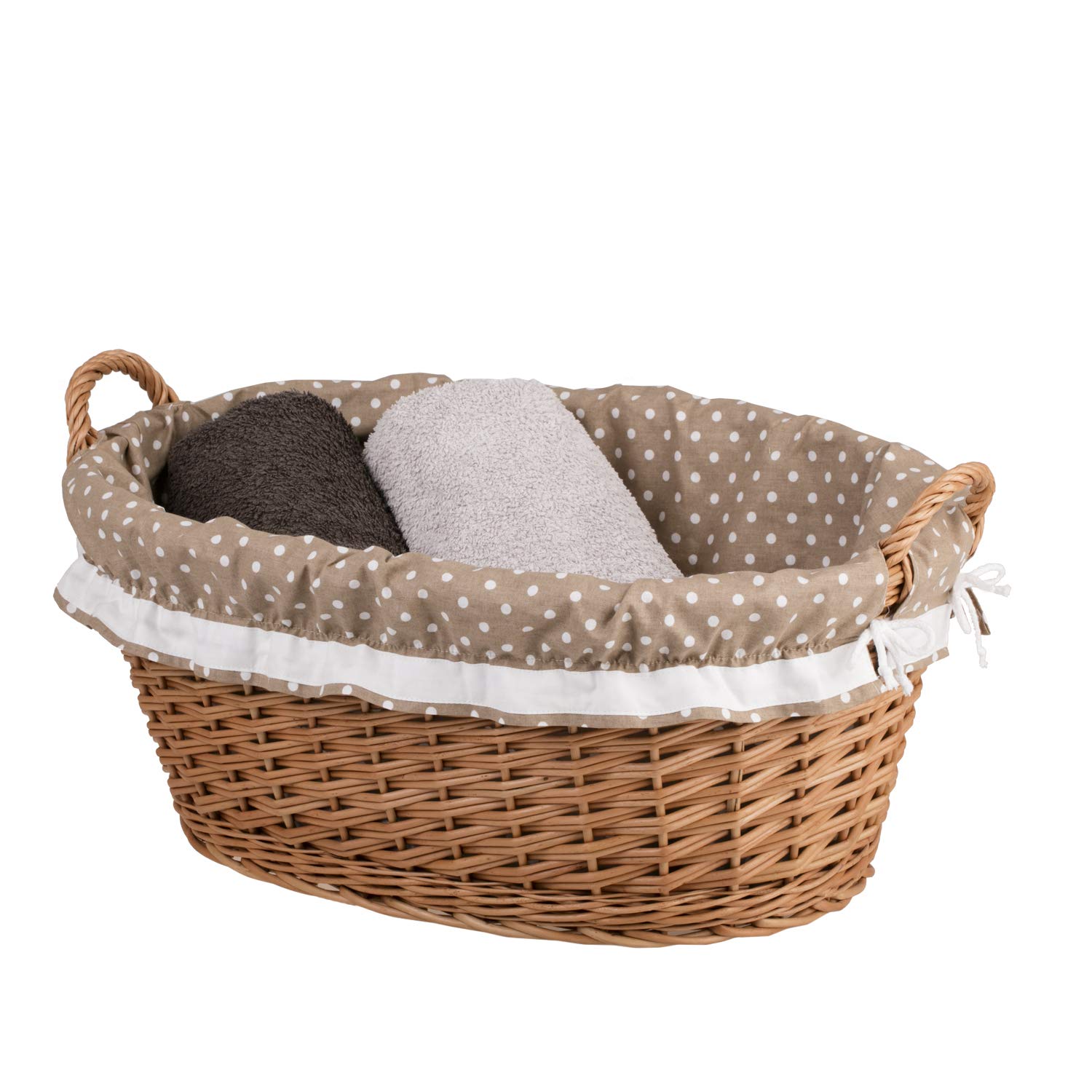 e-wicker24 Owalna miska wiklinowa, kosz na pranie z wikliny w naturalnym kolorze, kosz wiklinowy w kształcie wanny