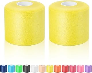 Pre Wrap Athletic Tape 2 Pack, 2.76 Inch x 30 Yards Athletic Tape Sports Prewrap, Foam Underwrap for Ankle Wrist Knee Elbow Hair Soccer, Yellow