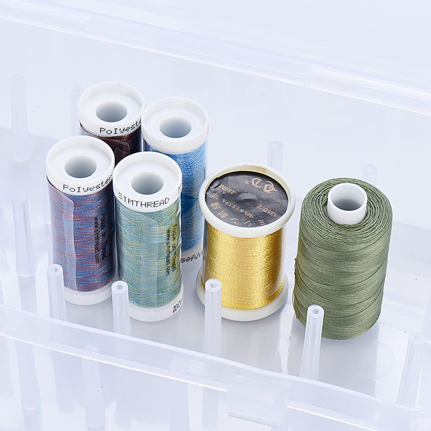 Simthread Storage Box/Organizer/Case Stackable Clear 10 Options for Holding Home Embroidery & Sewing Thread and Other Embroidery Sewing Crafts (Case with 42 Sticks)