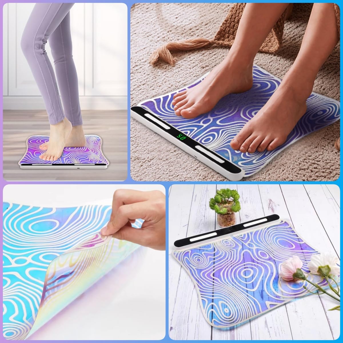 Tapis de massage intelligent pour les pieds - Stimulateur de pieds EMS pour relaxation musculaire des pieds et du mollet, soulagement de la fatigue, tapis de massage des pieds avec 6 modes et 18