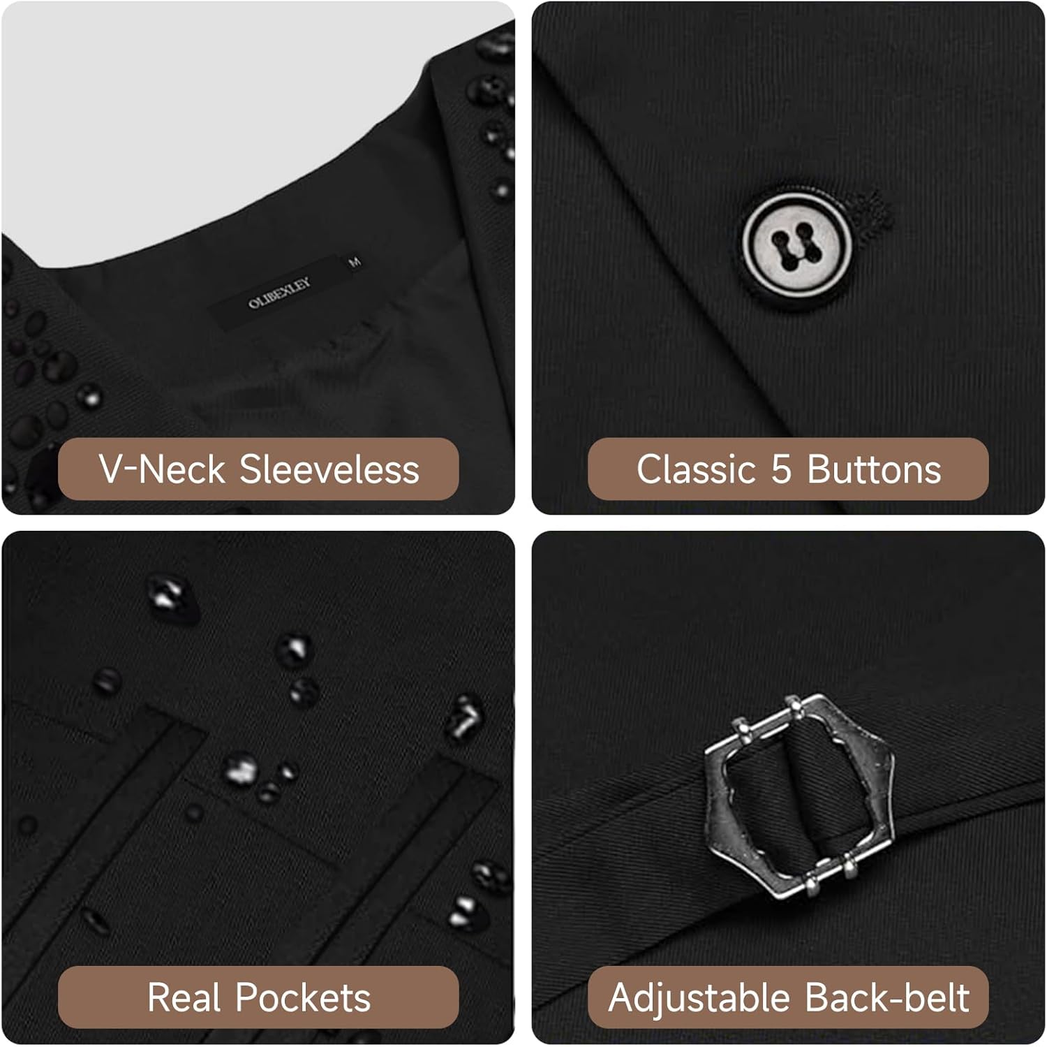 Men's Beads Suit Vest Slim Fit Buesiness Wedding Waistcoat Formal Casual Vests - Image 4