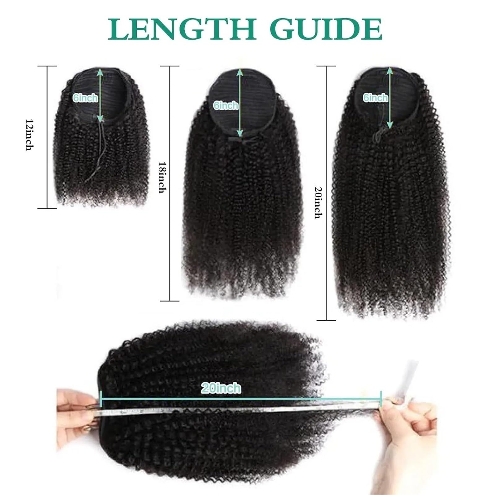 Kucyka Afro Kinky Curly Remy Extensions 4B/4C Ludzkie włosy w kucyk dla czarnoskórych kobiet Fryzura(22inches)