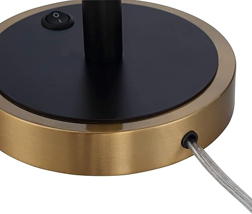Miniatura 6 de Possini Euro Design Axiom - Moderna lámpara de mesa para consola de 39 pulgadas de alto, latón dorado y negro, pantalla de vidrio acanalado champán