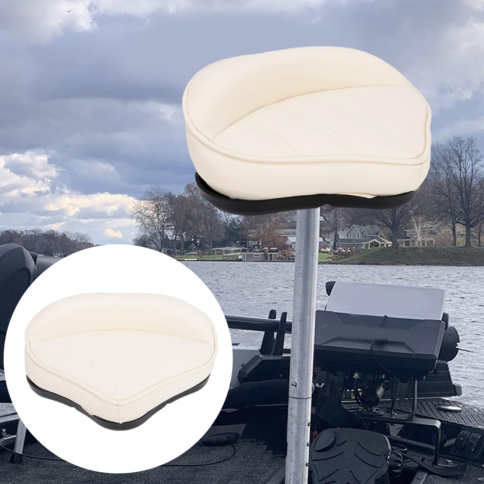 Asiento de Fundición para Barco, Asiento de Espuma de Alta Densidad de Etenilo de Grado Marino, Cómodo y Duradero, para Cubierta de Fundición, Jon Boat (Blanca)