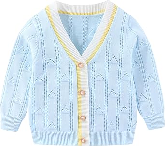 Toddler Boys Cardigan Sweater Boys Long Sleeve V-Neck Cotton Sweater Kids Jacket Knit Button Tops Outwear for Fall Winter