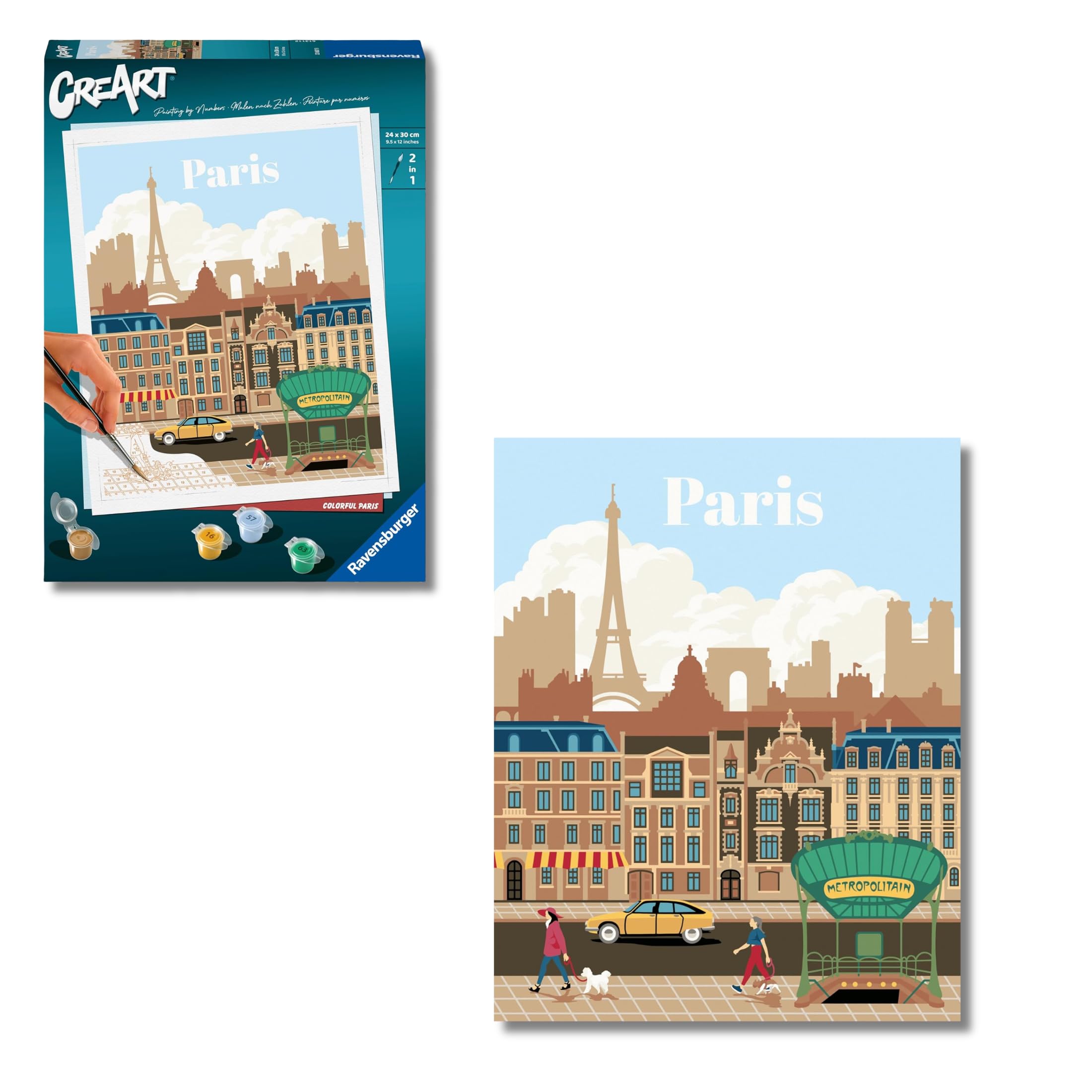 Ravensburger - CreArt City, Parigi, Dipingere con i Numeri, Kit Pittura, Idea Regalo Donna o Uomo, 14+ Anni, 24x30 cm