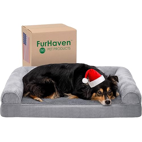 Furhaven Orthopedic, Cooling Gel, and Memory Foam Pet Beds for Small, Medium, and Large Dogs and Cats - Plush and Suede Sofa, Quilted Sofa, Comfy Couch Dog Bed, and More
