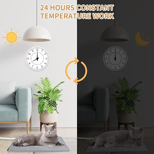 Miniatura 3 de Almohadilla térmica para mascotas para gatos y perros pequeños, cama climatizada para gatos, control automático de temperatura, impermeable,