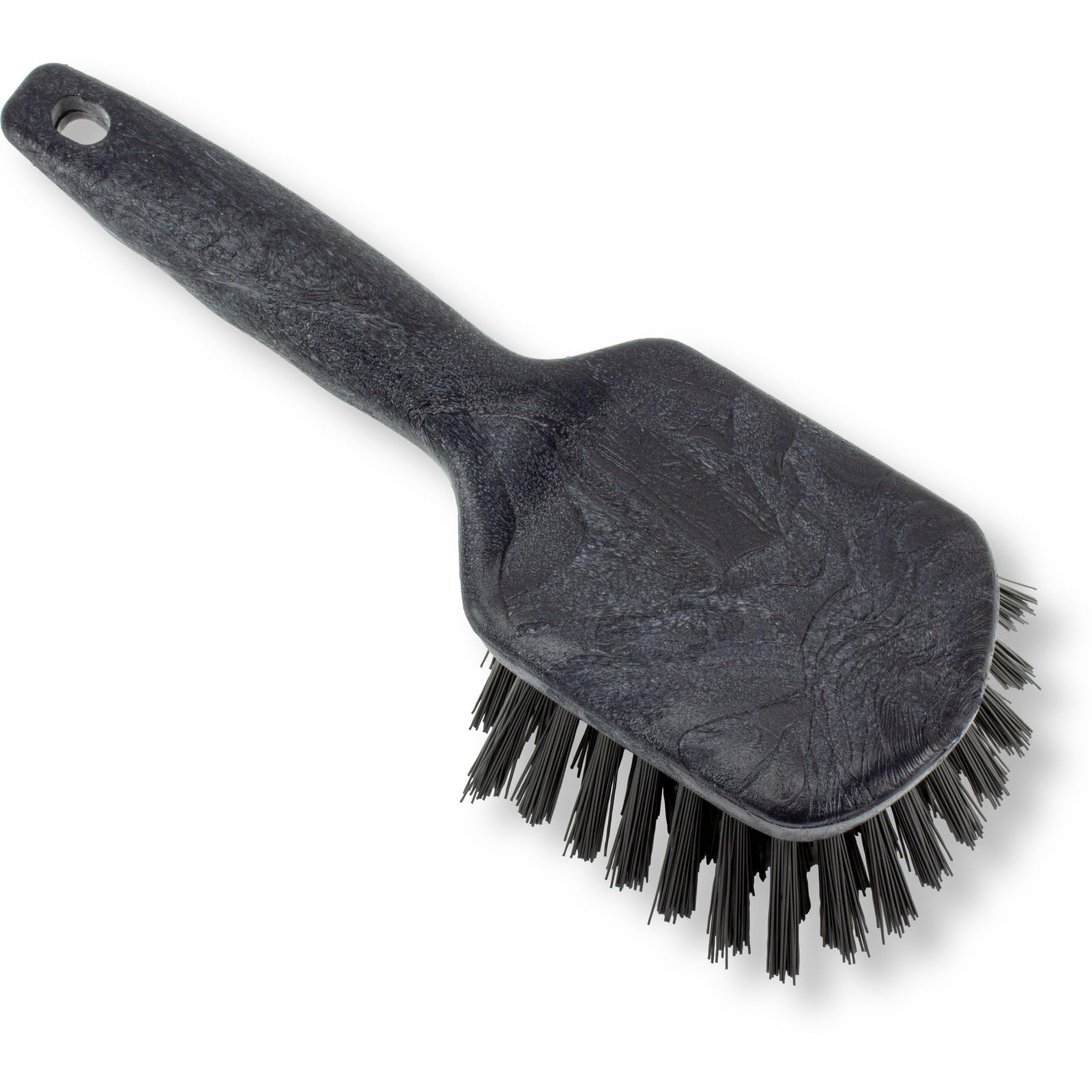SPARTA Plastikowa szczotka do szorowania, szczotka użytkowa, szczotka kuchenna z otworem do zawieszania do czyszczenia, 20 cm, czarna, 6 szt