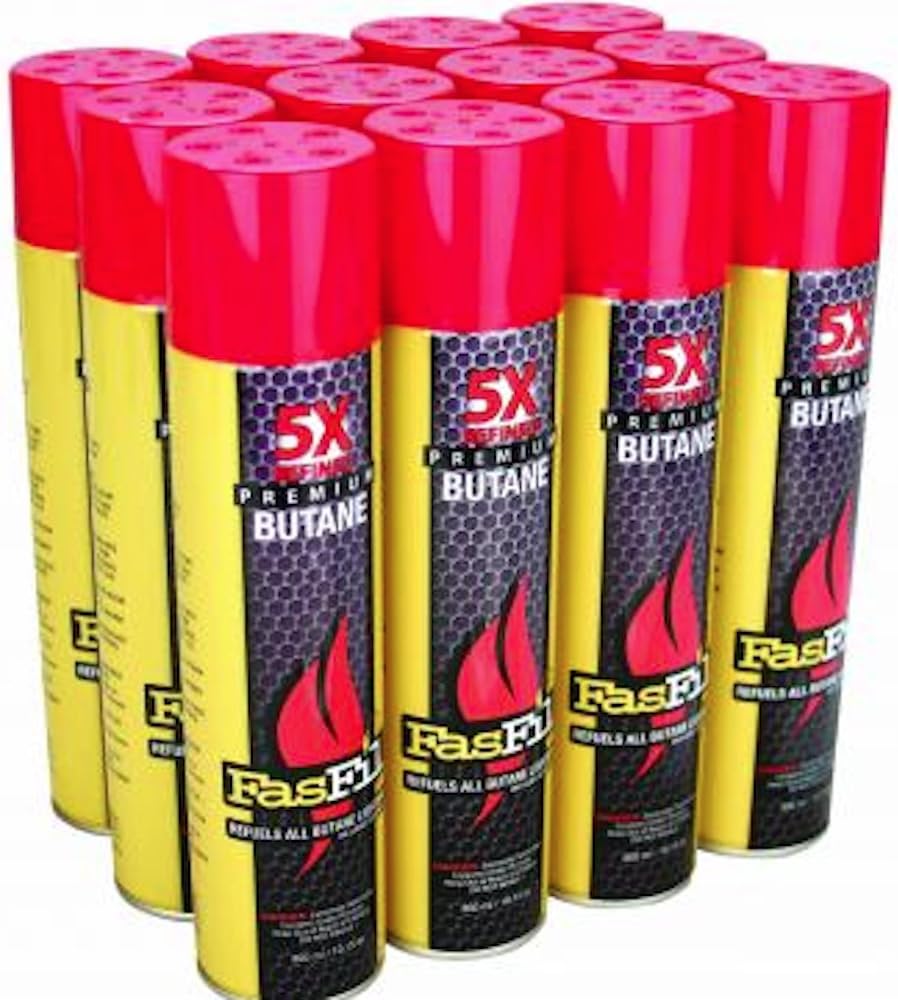 Fasfil Large Quintuple Refined Butane Gas Fuel Refill - 12 Cans