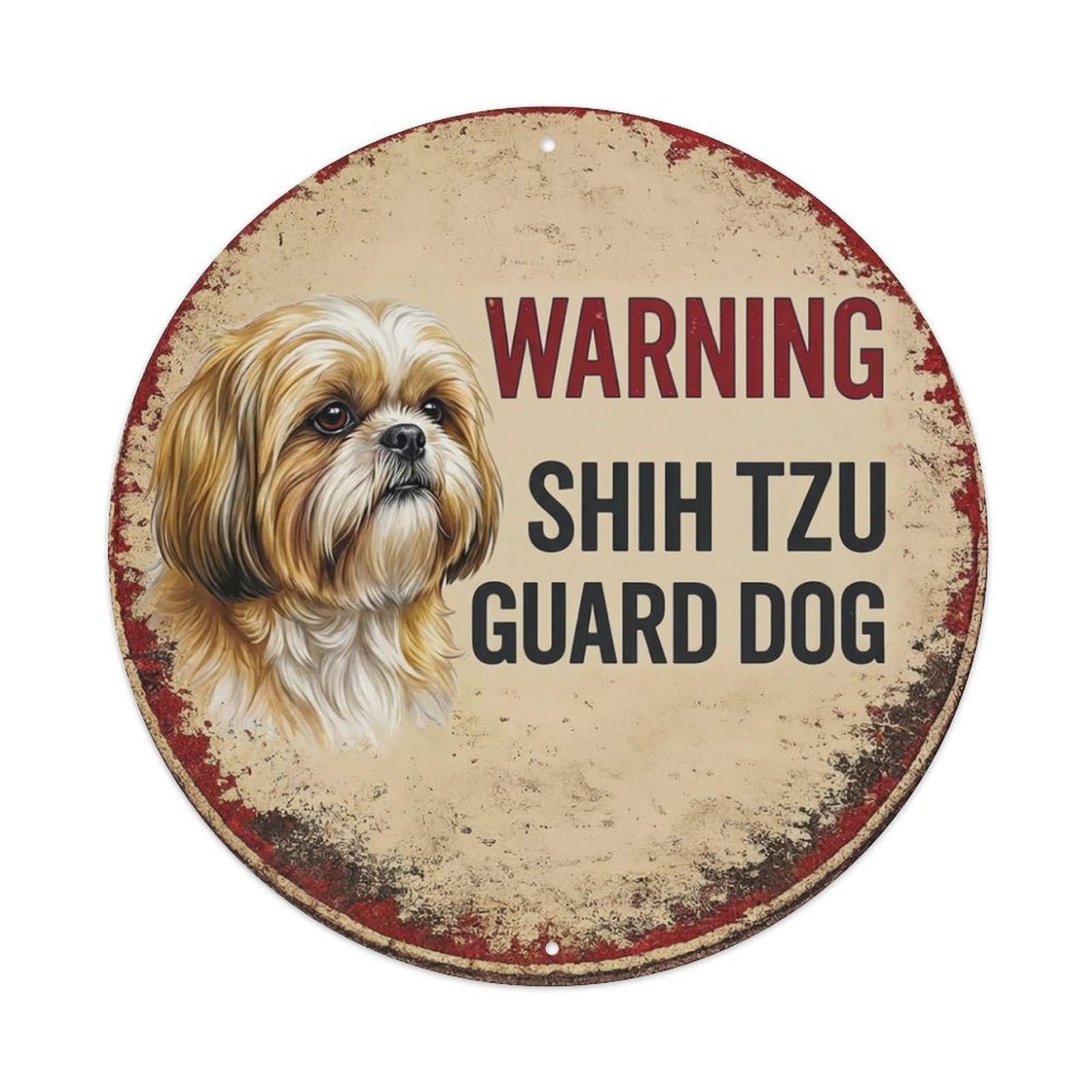 Tgrcjimh Style Metal Tin Sign Vintage Warning Shih Tzu
