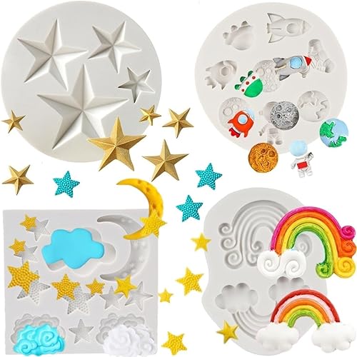 Miniatura 9 de Moldes de silicona de luna y estrella, molde de fondant de nube, luna, estrella, chocolate para hornear, dulces, dulces, pasteles, cupcakes, 2