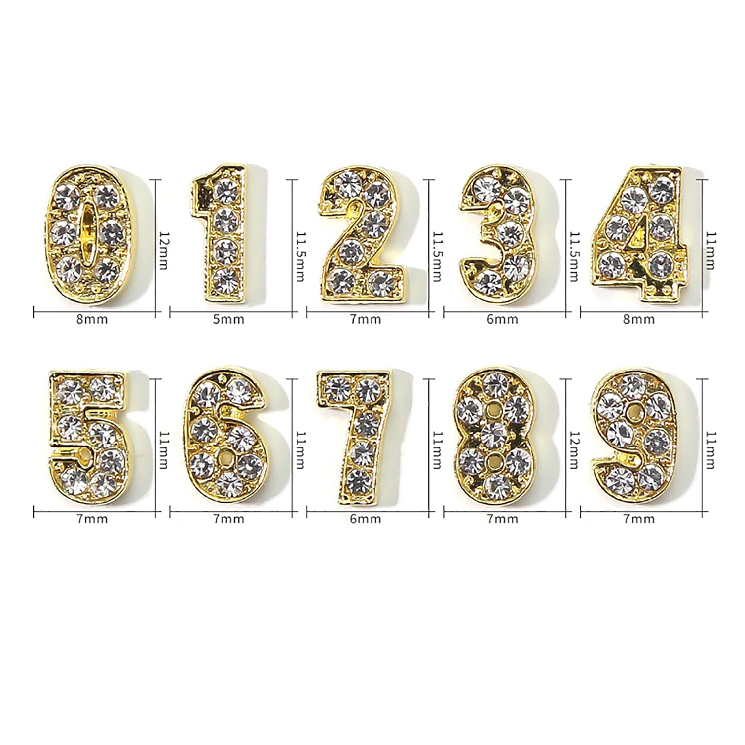 10Pcs Gold Number Nail Charms for Nail Art (0-9), 3D Gold Numbers for Nails, Metal Number Nail Art Studs for Acrylic Nails, Nail Rhinestones and Gems for Women DIY Manicure Decorations image 5