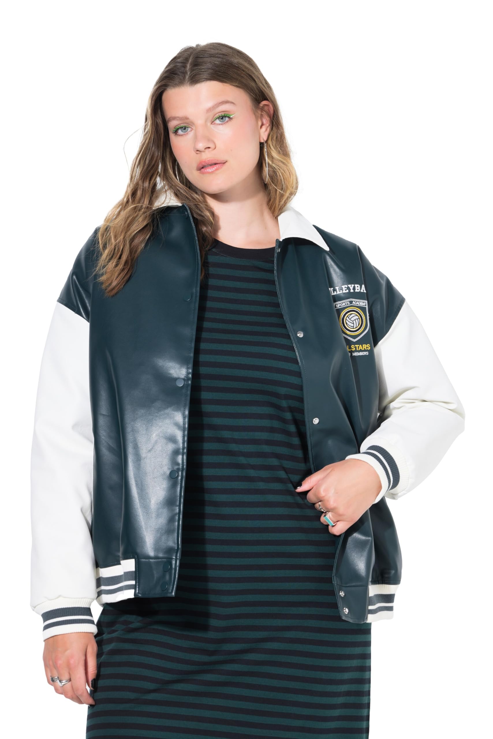 Studio Untold Damen große Größen Übergrößen Plus Size College-Jacke, zweifarbig 843960
