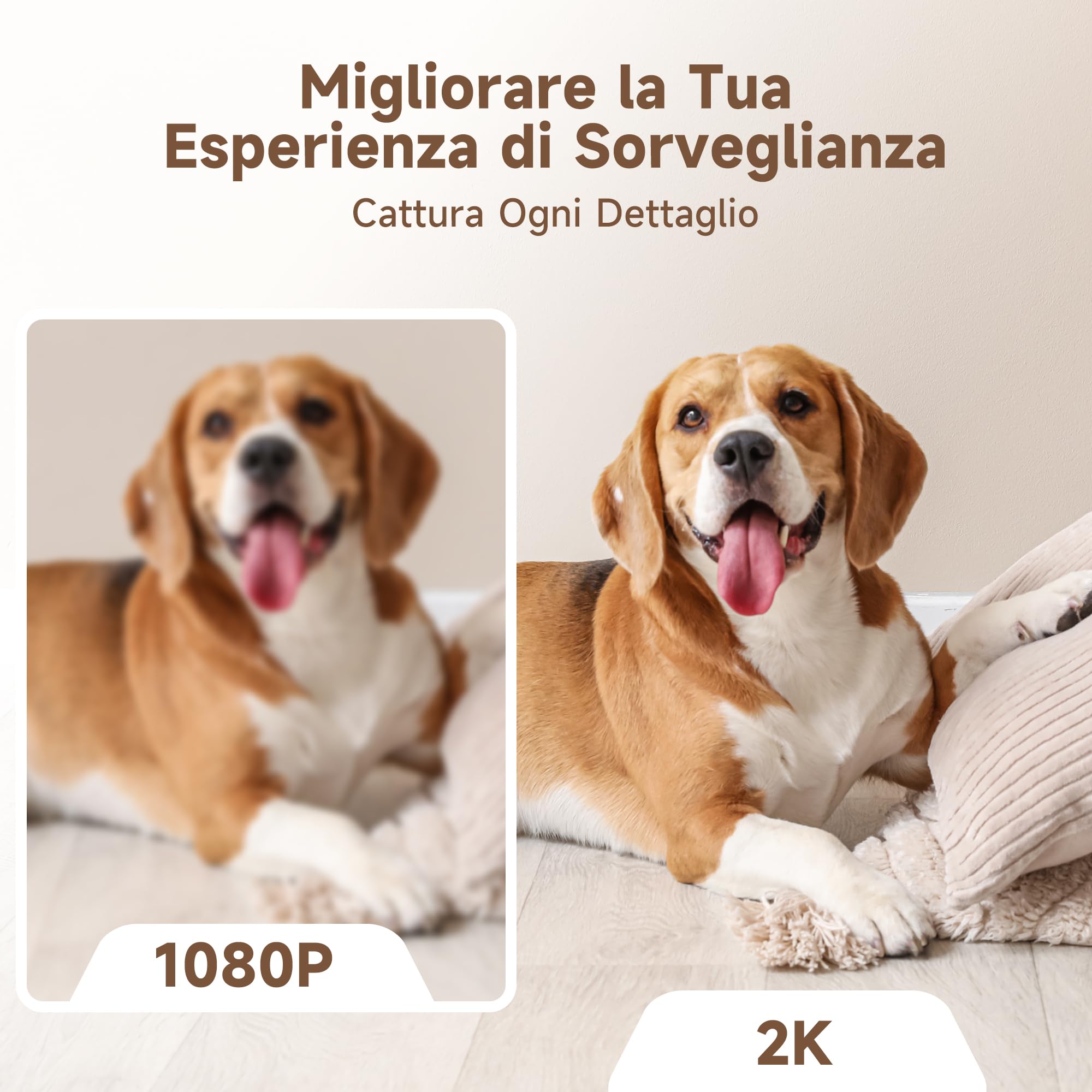 LAXIHUB Telecamera Wi-Fi Interno 2K 3MP, PTZ 355° Telecamera Sorveglianza Interno, Telecamera Cani con Visione Notturna, Rilevamento di Umano/Movimento, Audio Bidirezionale, Compatibile con Alexa