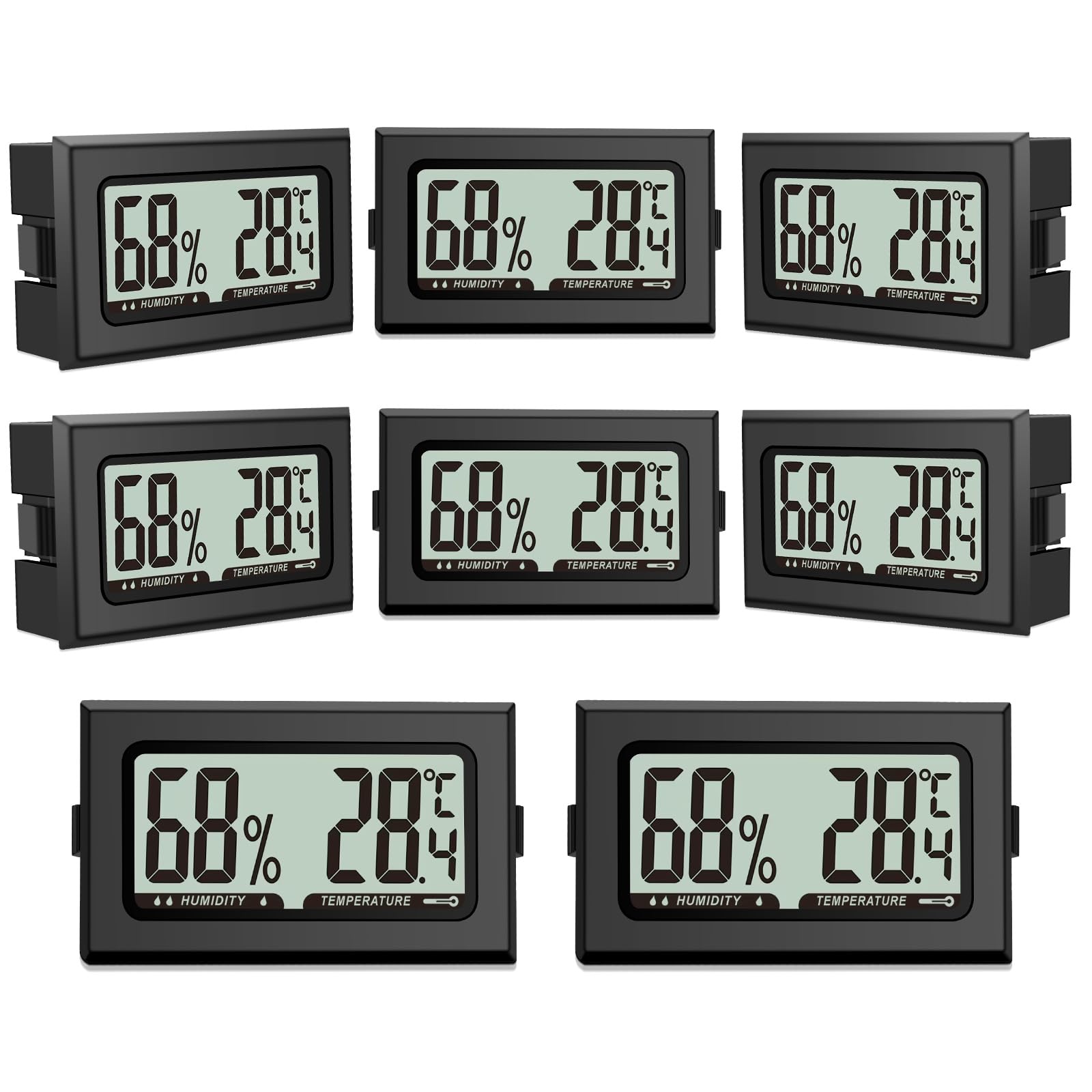 8PCS Pixelure Thermomètre Hygromètre Mini Numérique Thermomètre Intérieur Thermometre Frigo Digital, D'ambiance Moniteur de Température et Humidimètre à Haute Précision Capteur Humidité Température