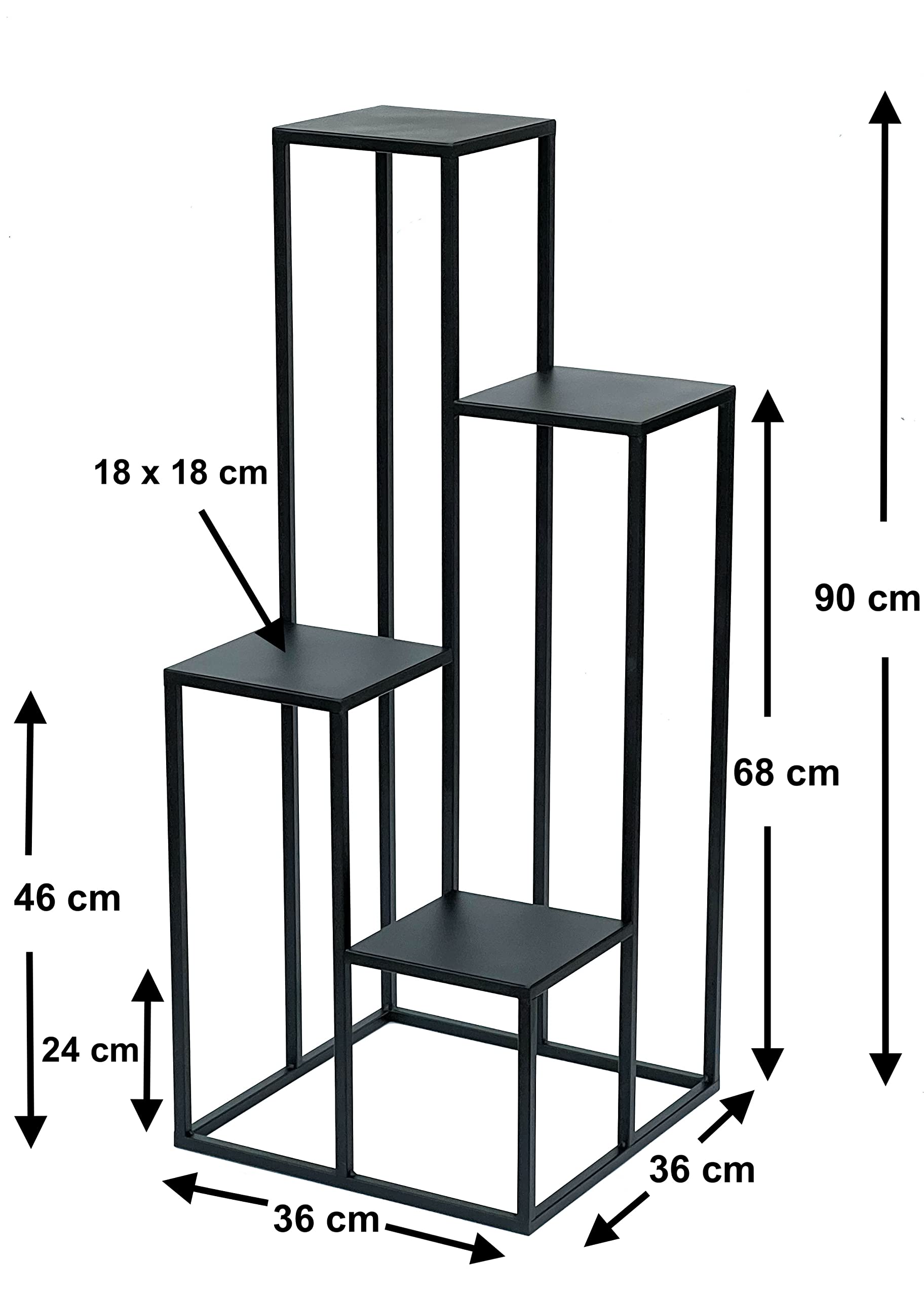 DanDiBo Blumentreppe Metall Schwarz 90 cm Pflanzentreppe Blumenständer 96354 Blumensäule Modern Pflanzenständer Blumenhocker