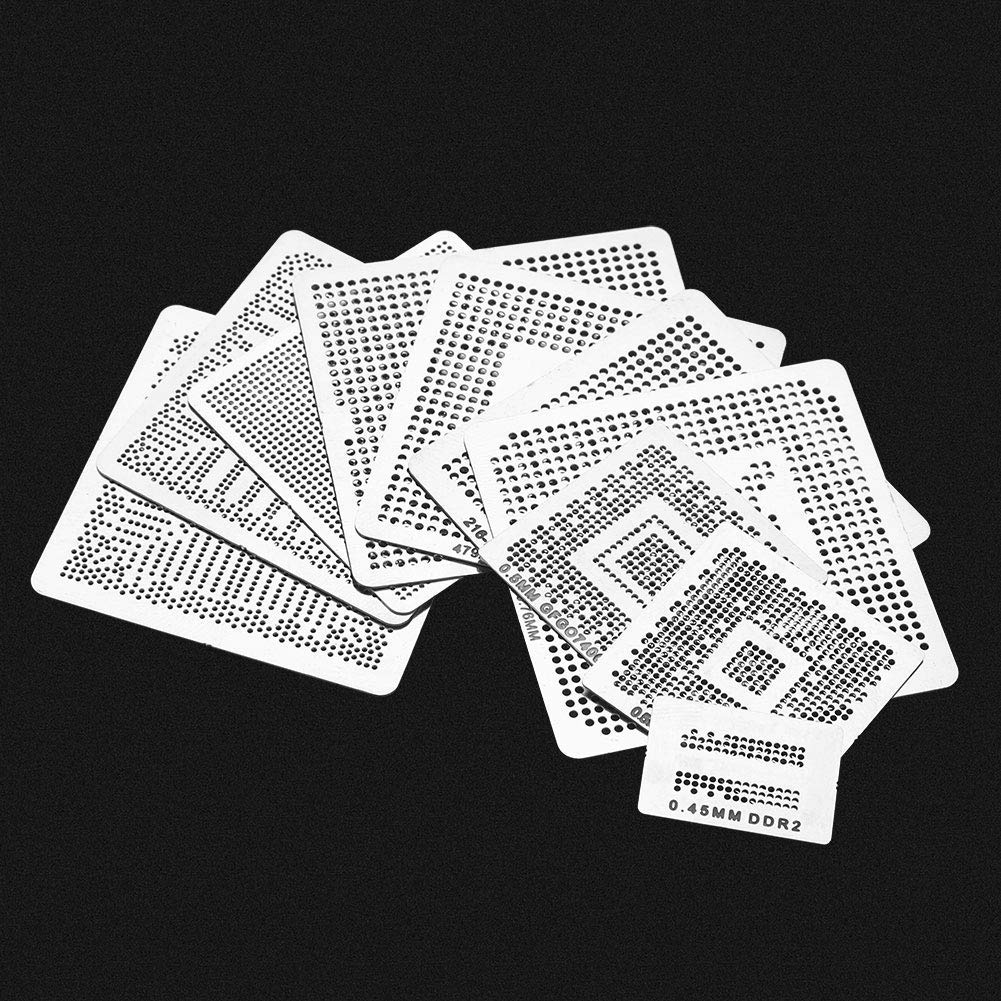 130PCS Universale BGA Reballing Stencil Template Saldare Maglia di Acciaio Direttamente Heat Set Kit Rework Net Strumenti di Riparazione Del Telefono