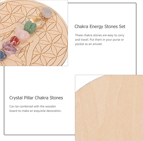 Miniatura 2 de Juego de tablero de cuadrícula de cristal curativo, tabla de madera, patrón de yoga, piedras de chakra, piedras preciosas de equilibrio para