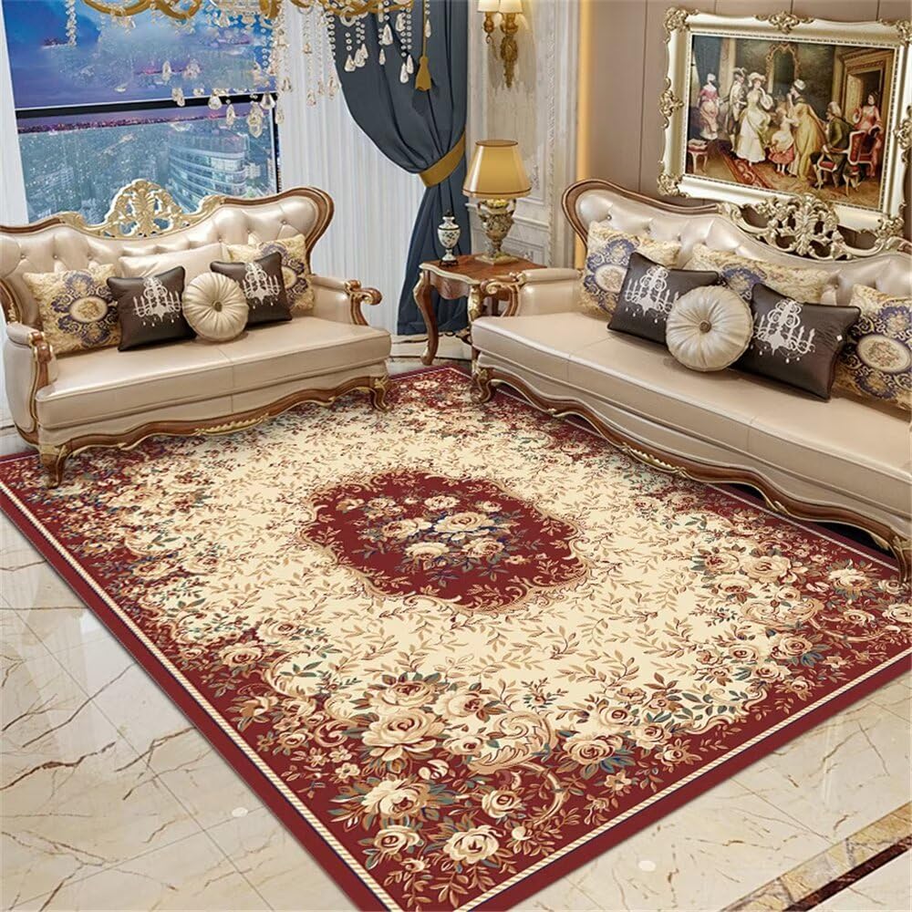 Tapis chambre adulte doux et grand tapis beige floral de haute qualité 200X280Cm