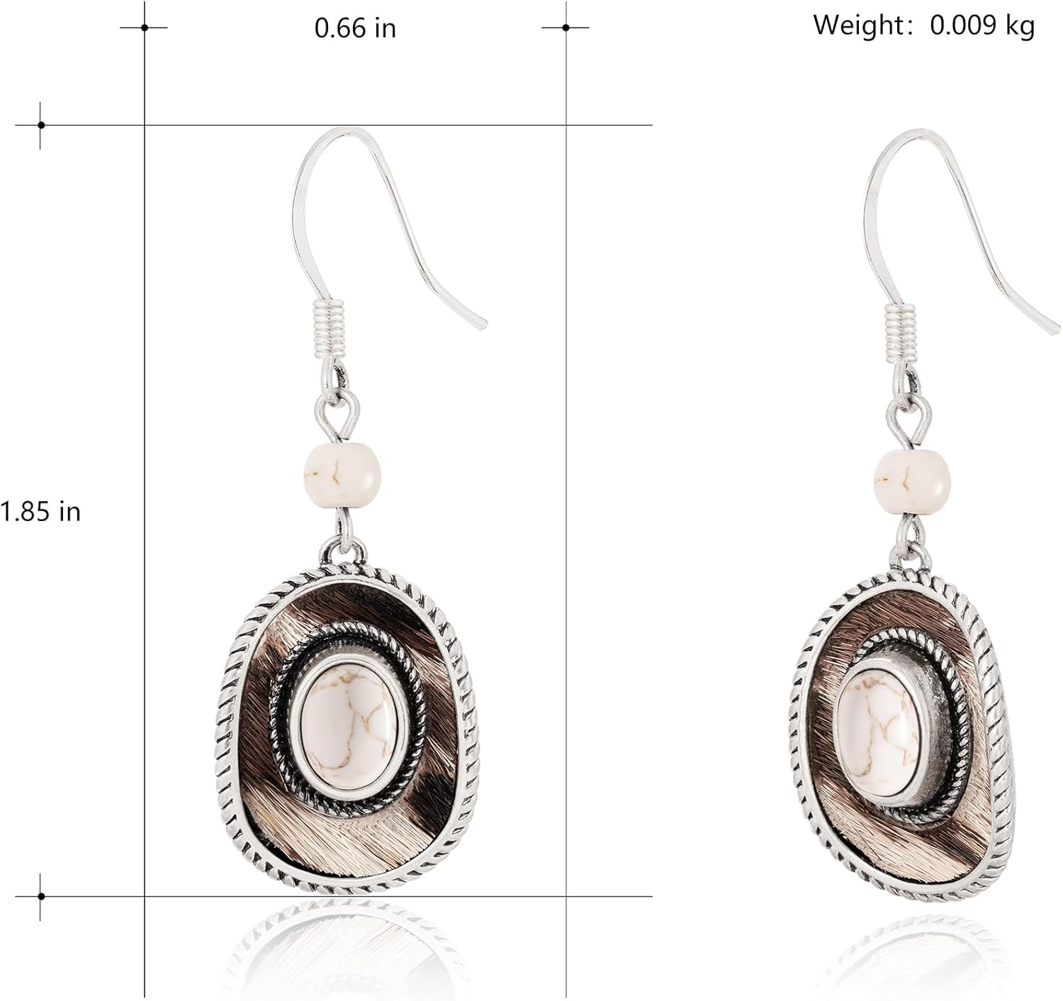 Wrangler Western Hat Drop Dangle Earrings for Women Country Statement Genuine Horsehair Turquoise Cowhide Retro Cowgirl Cowboy Jewelry - Image 6