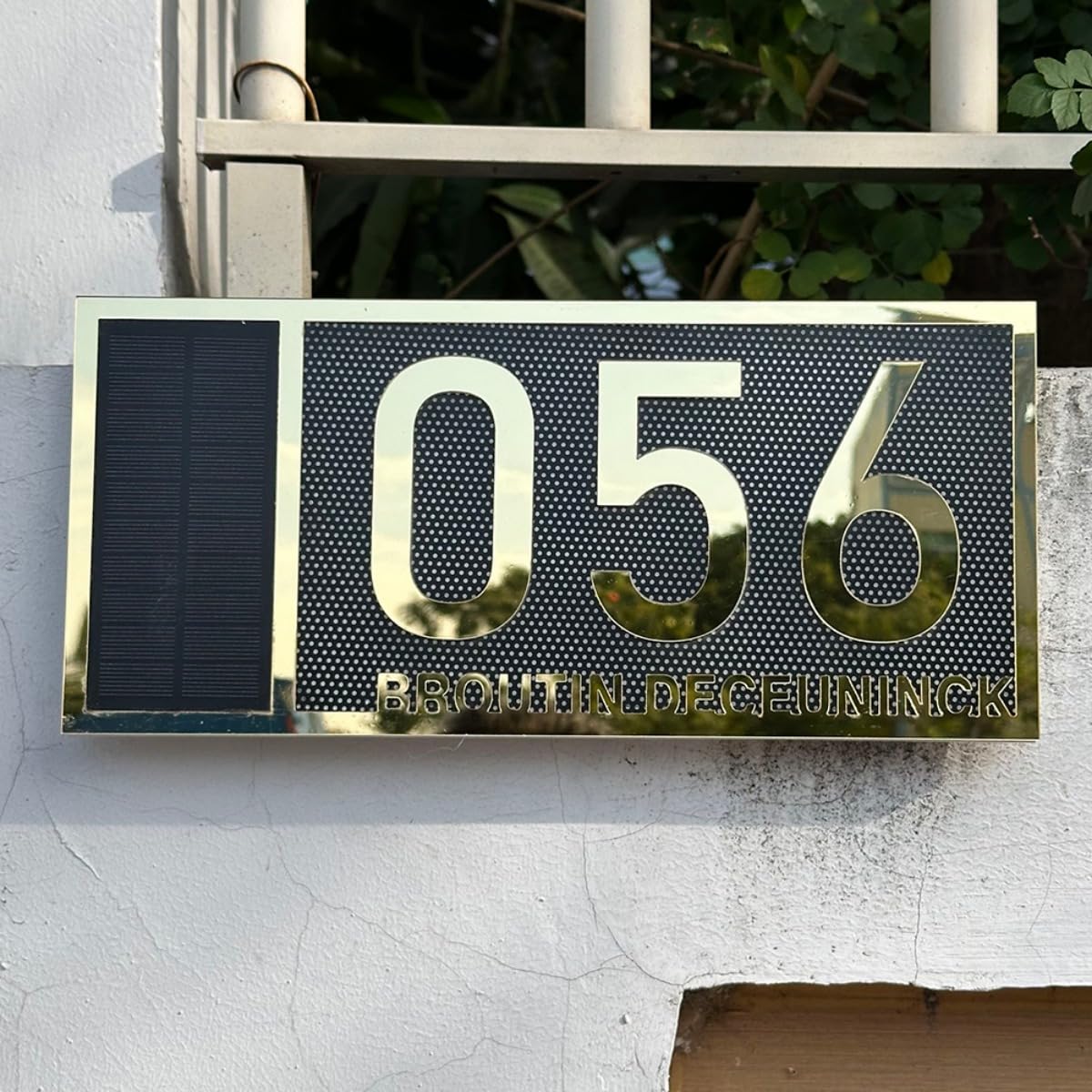 Numero civico personalizzato con luce solare,Segnaletica solare personalizzata per case,decorazione da parete personalizzata (oro)