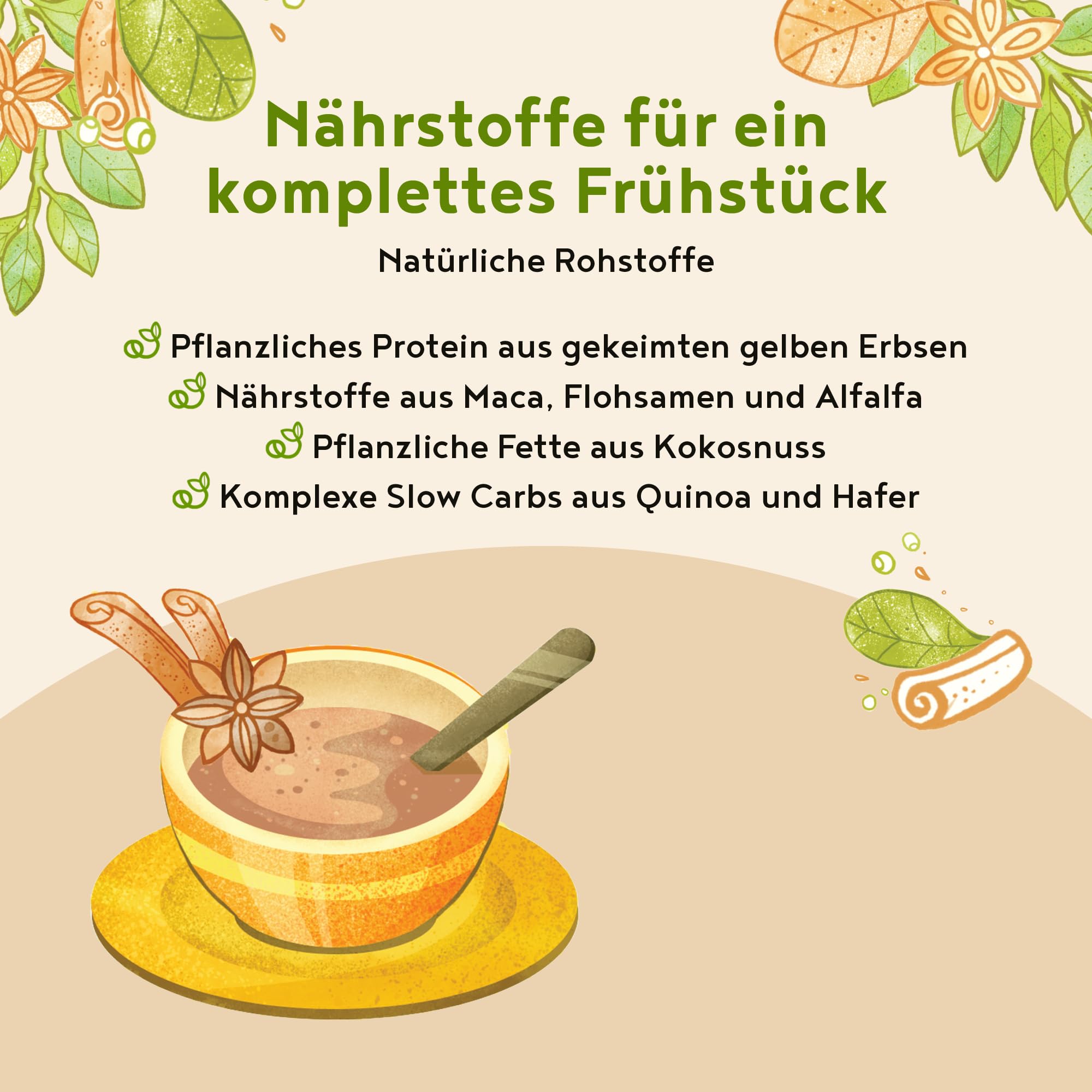 Morning Fuel - Haferflocken/Porridge - Chai Latte - Veganer, Nährstoffreicher Frühstücksersatz - Breakfast Smoothie Bowl