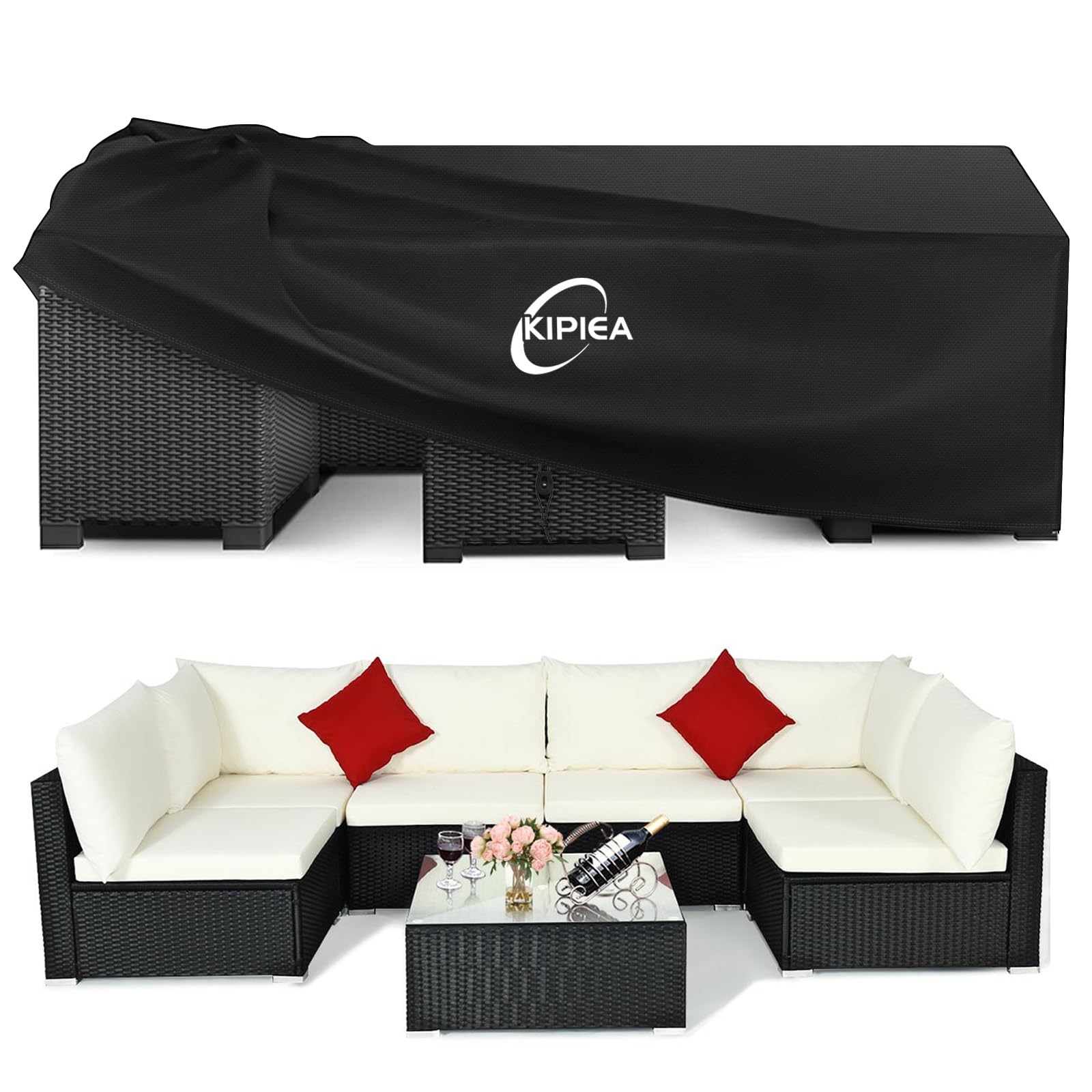 Kipiea Extra Large Garden Furniture Covers, Square Outdoor Furniture Covers Waterproof