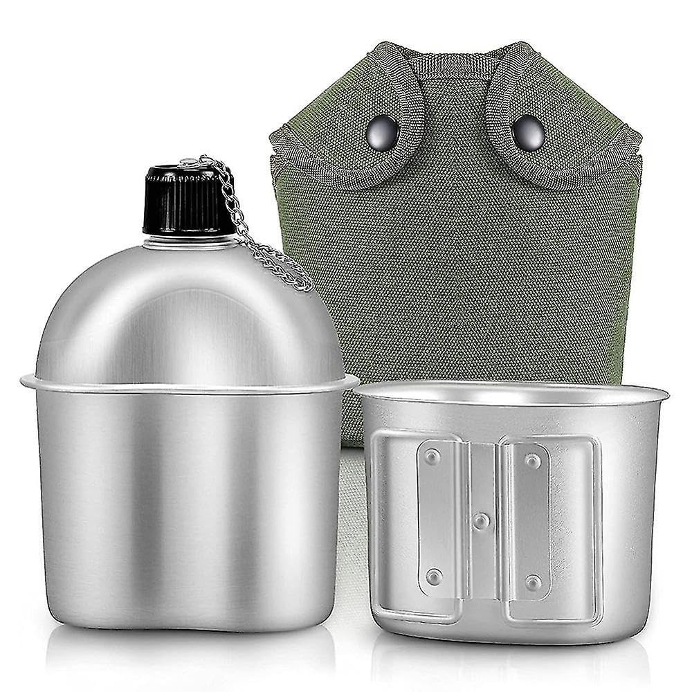 JOYHAPPST Outdoor Canteen Cookware Set Canteen Cup Portable Water Bottle With Grab Handle Cup For Outdoor Cam