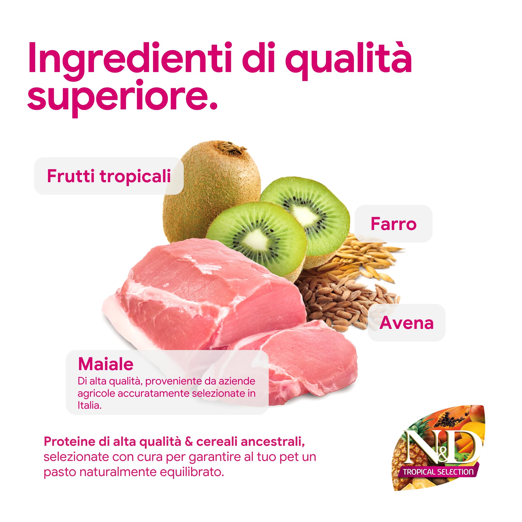 Farmina, N&D Tropical Selection, Maiale & frutti tropicali, Cane Adult Medium/Maxi, 10kg