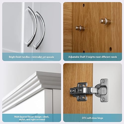 Miniatura 9 de Gabinete de medicina - Soporte de pared para gabinete de baño con iluminación de bricolaje superior único y diseño de doble tono, armarios de