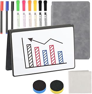 A5 Mini Whiteboard, A5 Whiteboard Notizbuch Notizblock, Kleine Tragbar Abwischbares White Boardfür Büro Schule Zuhause Schreibtisch Listen, mit Stifte und Radiergummi