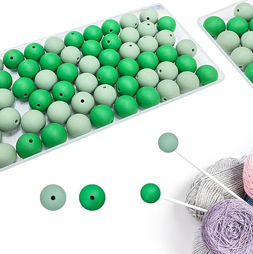 60 cuentas de silicona, cuentas de silicona de 0.59 pulgadas para hacer llaveros, cuentas de silicona redondas suaves para hacer pulseras, collares