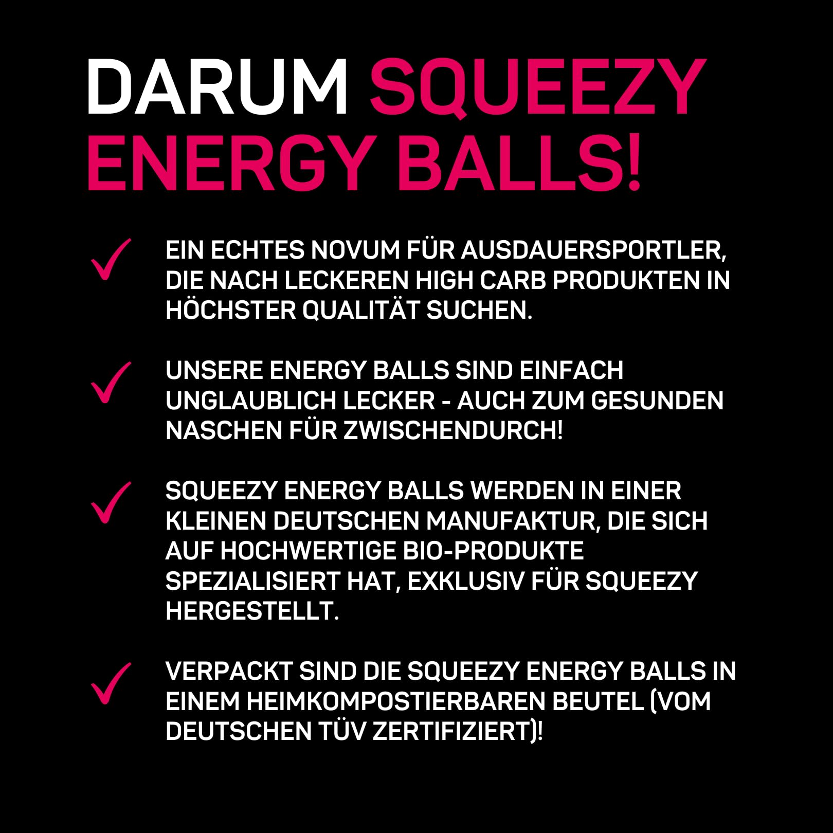 Squeezy Energy Balls (Dattel/Kokosnuss) 10x50g – High-Carb Ausdauersnack mit 71 g Kohlenhydraten | Mit Natrium & Kalium | Fettarm | Kompostierbare Verpackung | Ideal für Sport & unterwegs