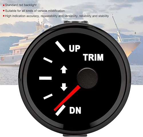 Miniatura 6 de Medidor de ajuste de barco medidor de equilibrio IP67 con retroiluminación roja de 2.047 in para barco, yate marino (esfera negra, cubierta negra)