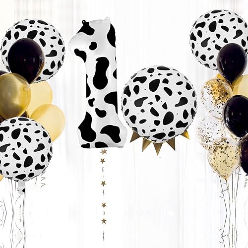 Miniatura 9 de Globos con estampado de vaca número 1, globo grande número 1 de 40 pulgadas, globos de papel de aluminio de vaca de 18 pulgadas para el primer
