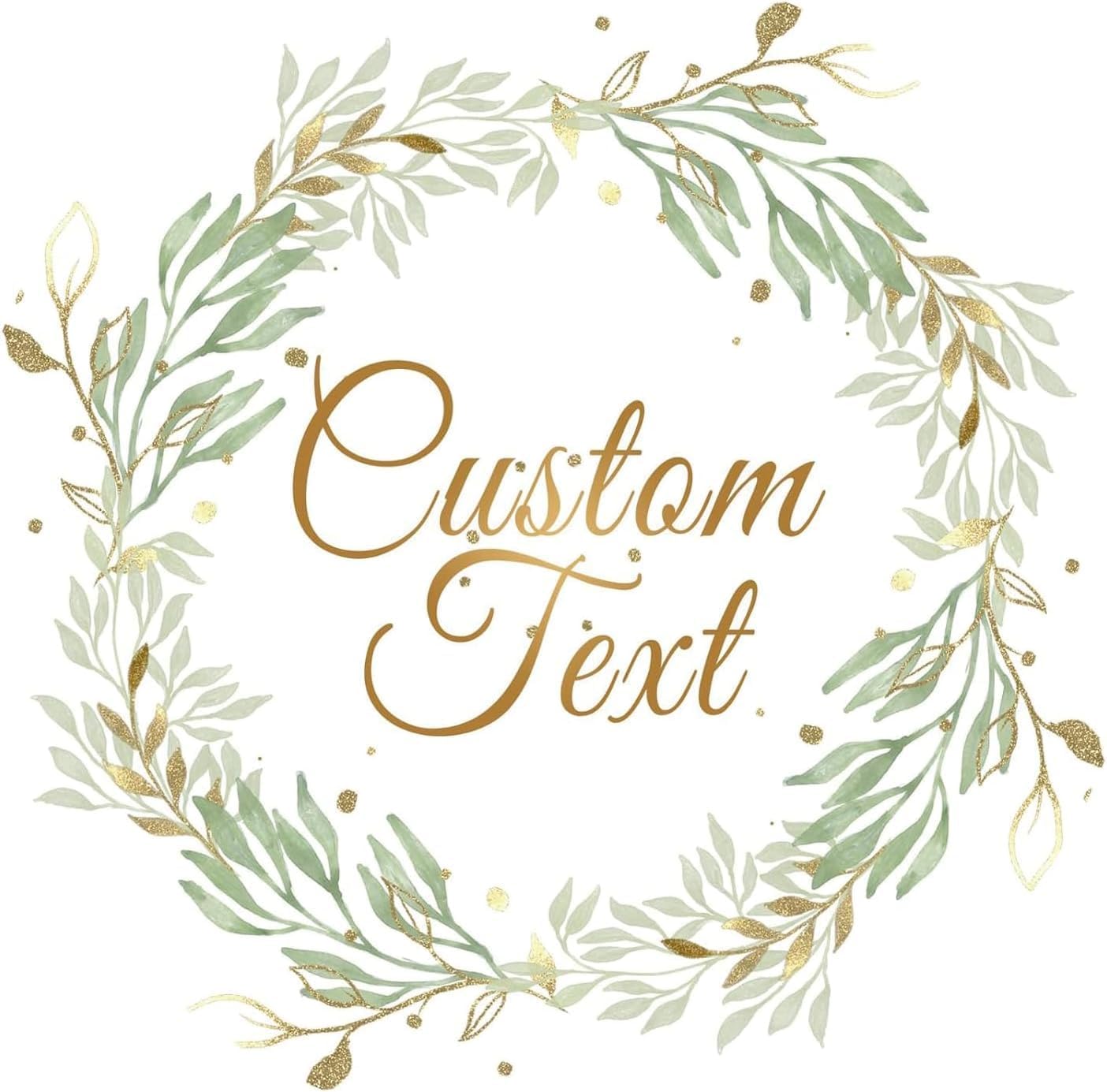 Personalised Custom Stickers Labels for Wedding Favours, Birthday, Business Logo, Customised, Waterproof, Fade-Resistant (Wreath Pattern 21, 51mm)
