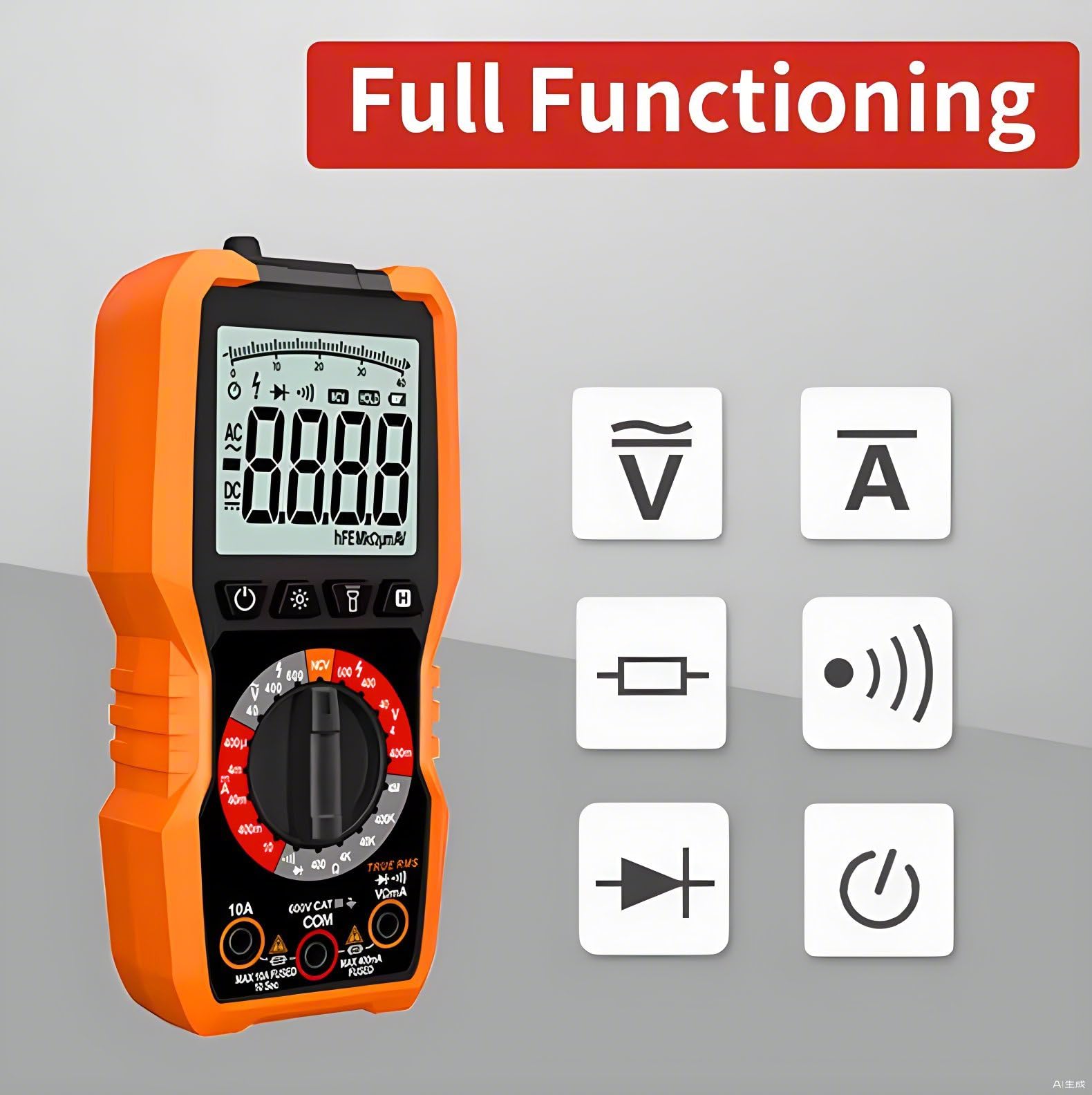 PEAKMETER PM8225 PM8225B/C/D Digital Multimeter Ampmeter Voltmeter AC DC Current Multimetro Digital Multi Meter NCV Test Multi-Tester for Electricians(PM8225D)