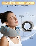Memory Foam Travel Neck Pillow, Ergonomic Cervical Support Pillow, Removable Washable Cover Neck Pillow for Airplane Car Road Trip Office Naps Camping (Grey)