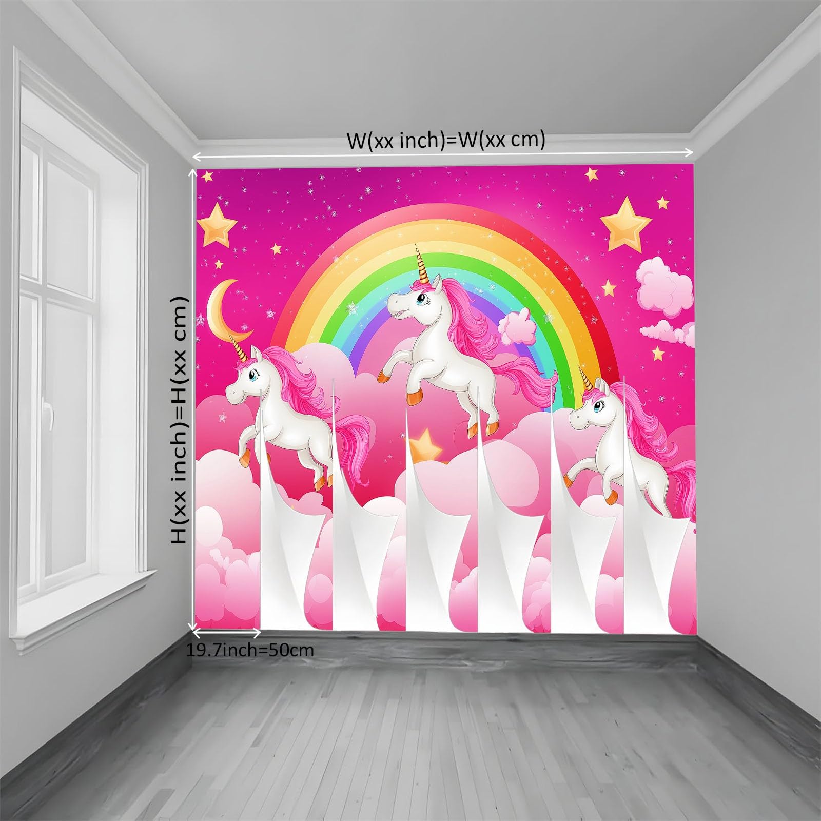 Tapeta ścienna z motywem chmury marzeń, jednorożec, gwiazda, fototapeta, różowa, tapeta z włókniny, dekoracja ścienna, 200 x 140 cm (szer. x wys.), tapeta panoramiczna dla dziewcząt, chłopców, do