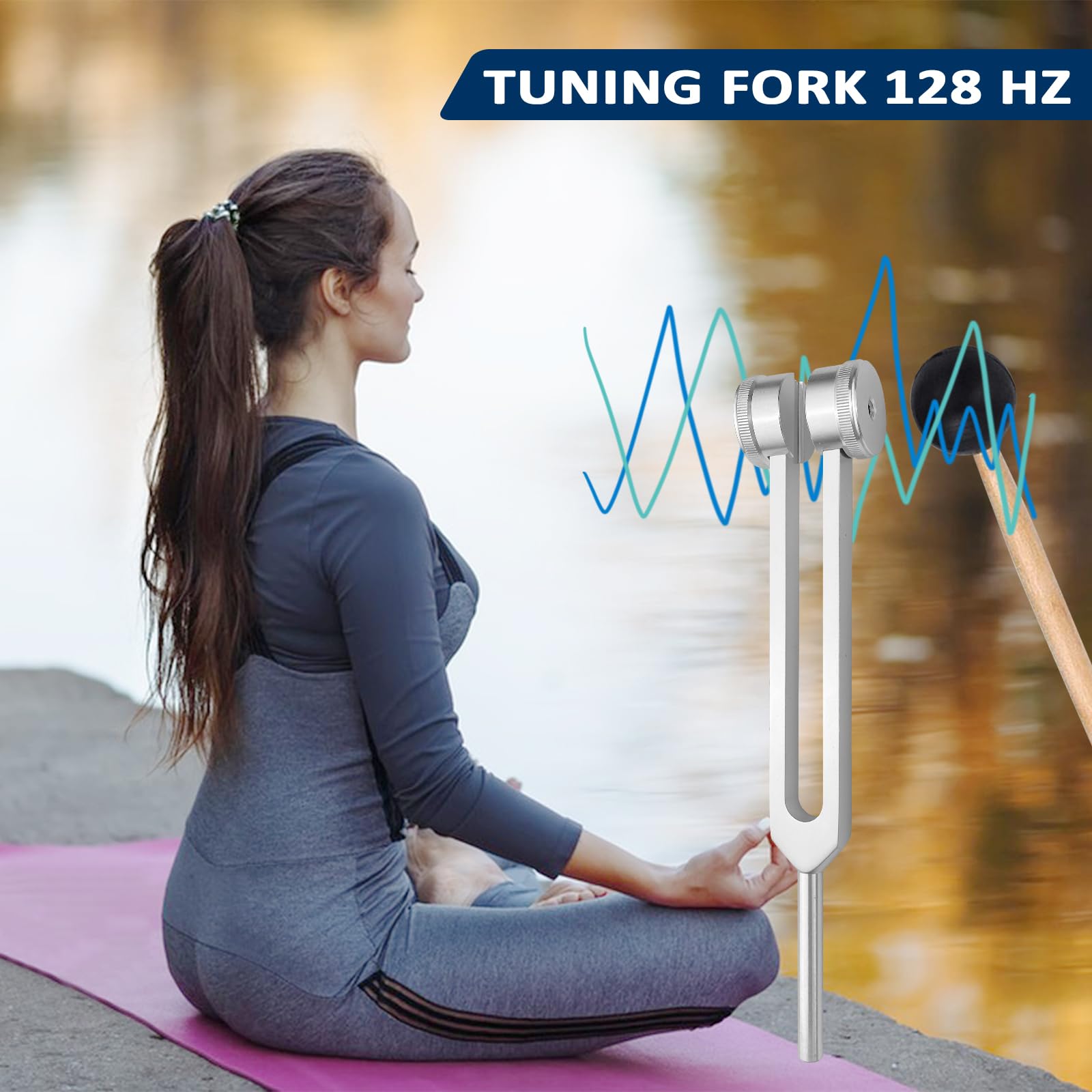 Juego de Diapason 128 Hz, Diapasones Terapéuticos de Aleación de Aluminio, Respuesta de Frecuencia Precisa, para Terapia de Chakras, Terapia de Sonido, Yoga, Meditación y Relajación