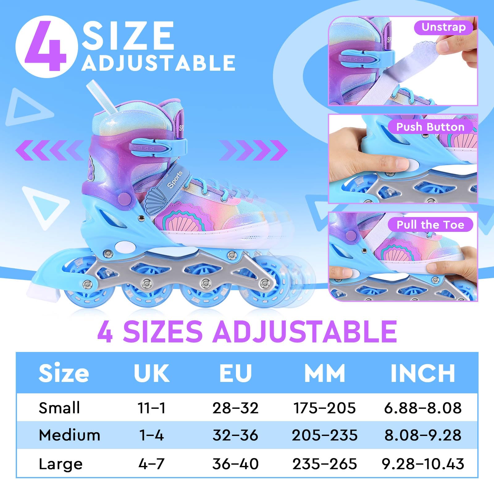 Patins à roulettes en Ligne pour Enfants en différentes Tailles