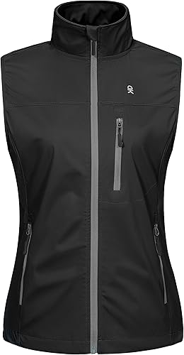 Miniatura 2 de Little Donkey Andy Chaleco Softshell para mujer, chaleco de golf ligero a prueba de viento, chaleco de ciclismo sin mangas para correr, senderismo